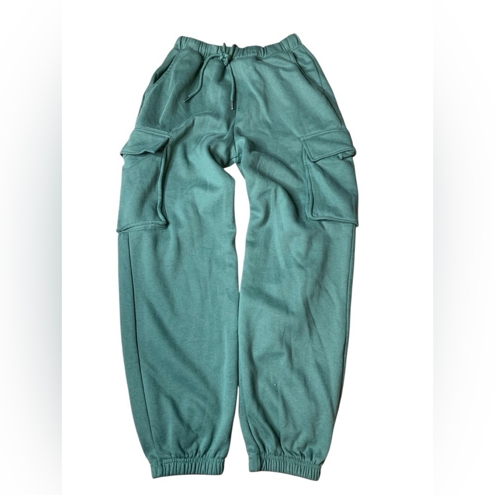 Bluenotes Teal Green Fleece Cargo Pocket Sweatpants Joggers M